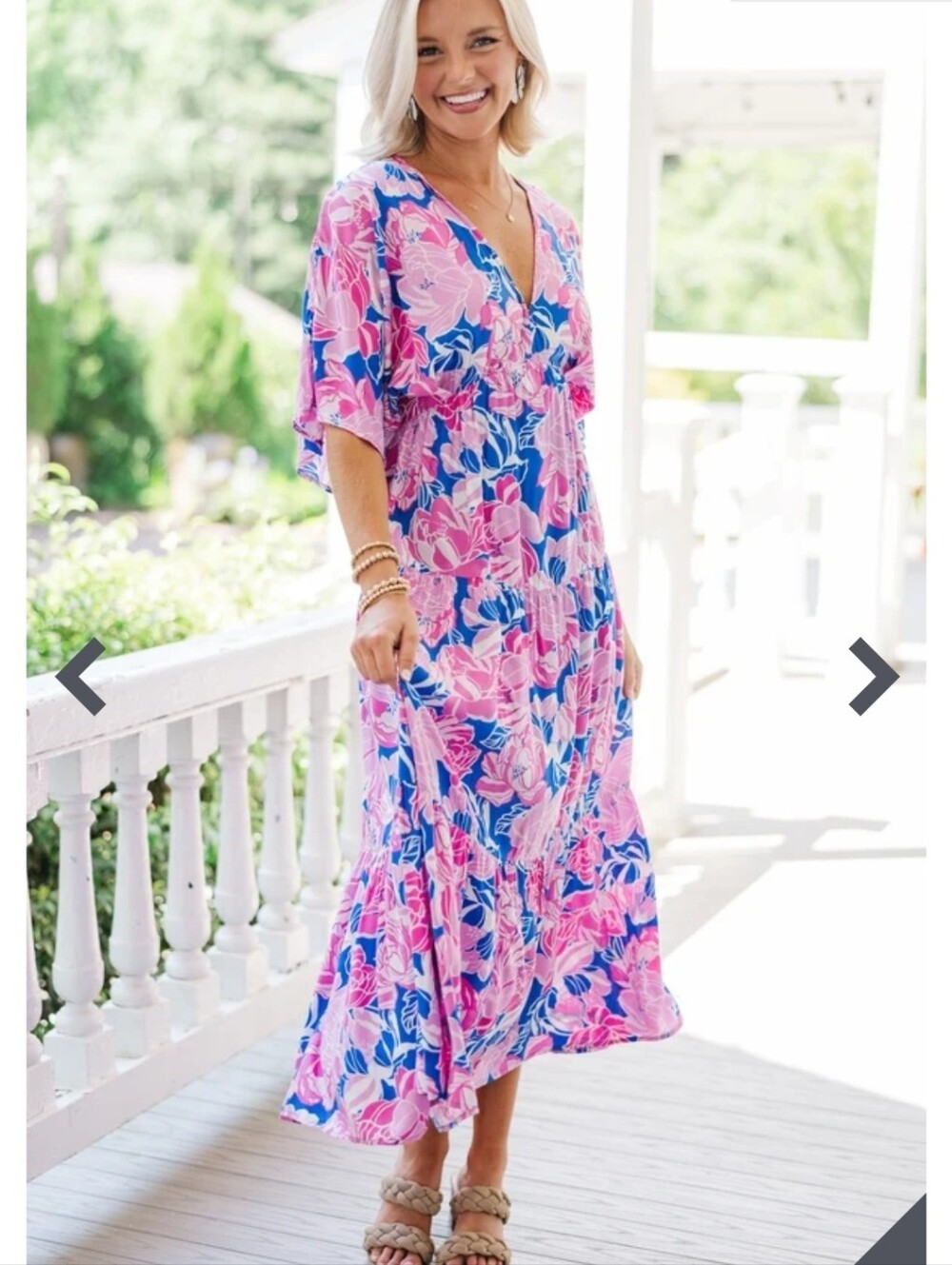 Entro Pink & Blue Floral Maxi Dress - Elegant Summer Style